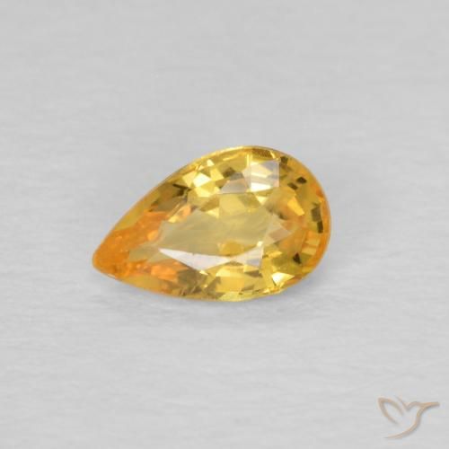 0.43ct Натуральный Темно-золотой апельсин Сапфир, Форма груши, VVS-VS