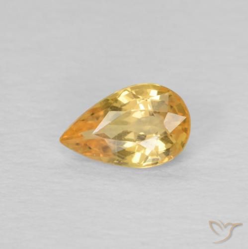 0.45ct Натуральный Светло-оранжево-золотой Сапфир, Форма груши, Чистота VVS