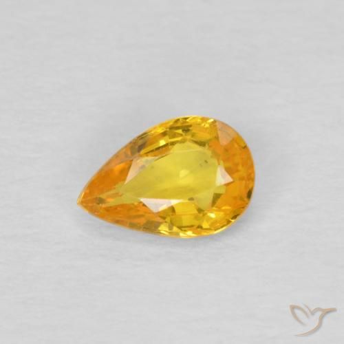 0.45ct Натуральный Золотисто-оранжевый Сапфир, Форма груши, Чистота VS