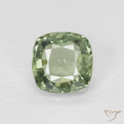 0.56ct Натуральный Светло-зеленый Сапфир, Подушка, Чистота VVS