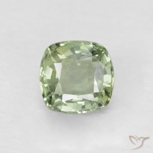 0.52ct Натуральный Светло-зеленый Сапфир, Подушка, Чистота VVS