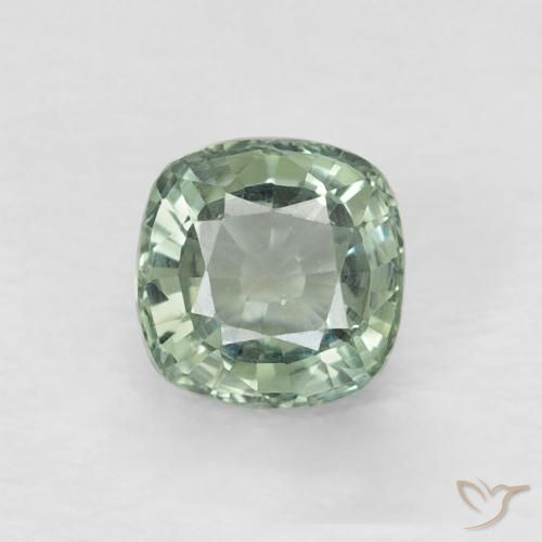 0.66ct Натуральный Светло-зеленый Сапфир, Подушка, Чистота VVS