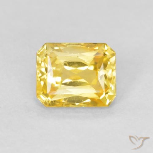 0.56ct Натуральный Средний желтый Сапфир, Изумрудная огранка, Чистота VS