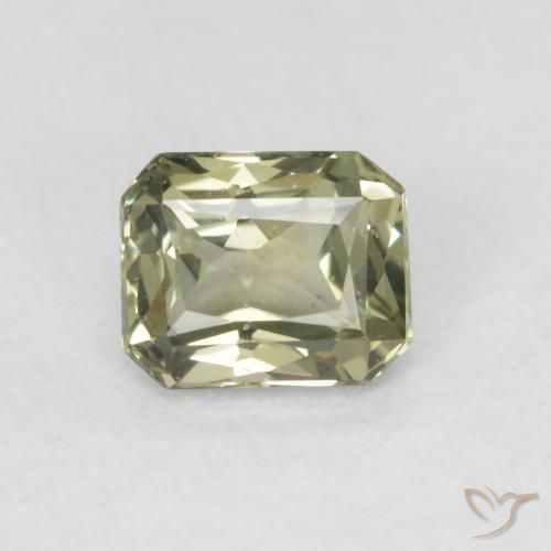 0.57ct Натуральный Оливковый Зеленый Сапфир, Изумрудная огранка, VVS-VS