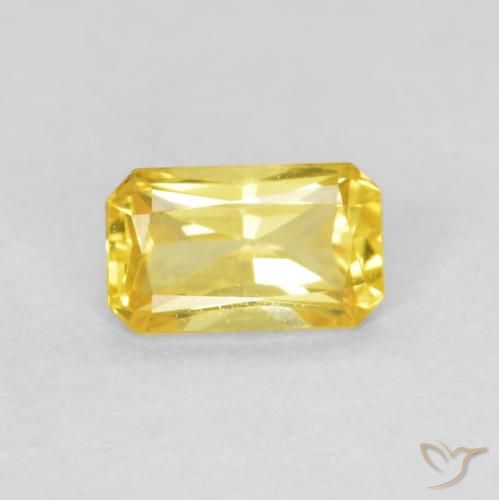 0.43ct Натуральный Средний желтый Сапфир, Изумрудная огранка, Чистота VVS