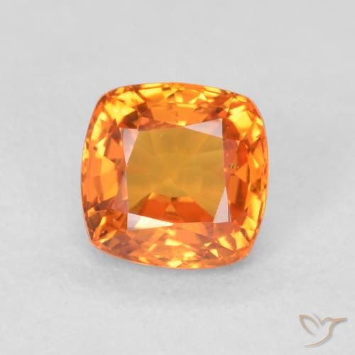 0.69ct Натуральный Ярко-оранжевый Сапфир, Подушка, VVS-VS