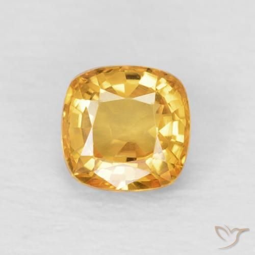 0.63ct Натуральный Темно-золотой апельсин Сапфир, Подушка, Чистота VVS