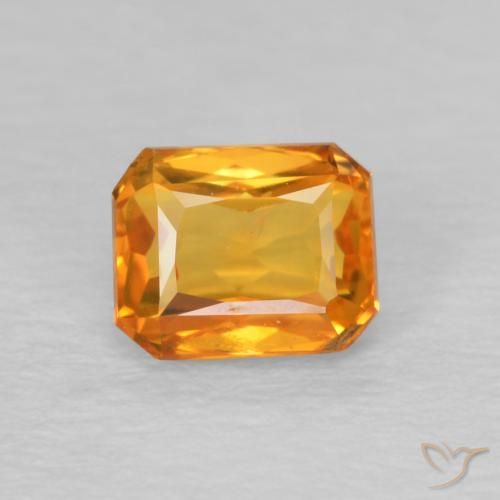 0.68ct Натуральный Средний апельсин Сапфир, Изумрудная огранка, Чистота VS