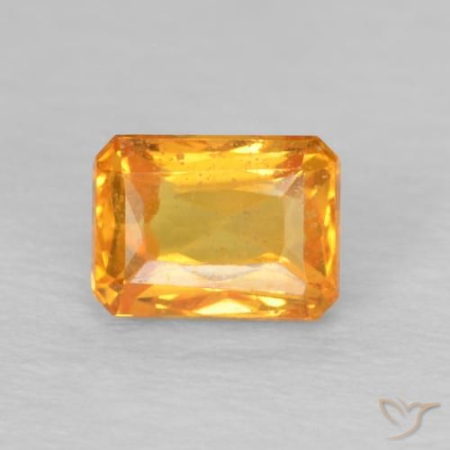 0.74ct Натуральный Средний апельсин Сапфир, Изумрудная огранка, Чистота VS