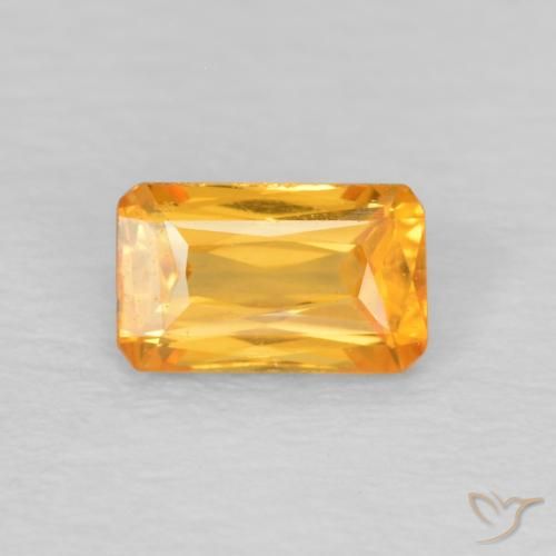 0.41ct Натуральный Оранжево-золотой Сапфир, Изумрудная огранка, Чистота VS