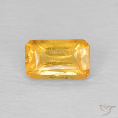 0.41ct Натуральный Оранжево-золотой Сапфир, Изумрудная огранка, Чистота VS