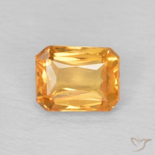 0.52ct Натуральный Оранжево-золотой Сапфир, Изумрудная огранка, Чистота VVS