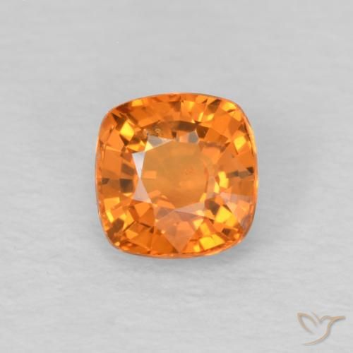 0.48ct Натуральный Ярко-оранжевый Сапфир, Подушка, Чистота VS