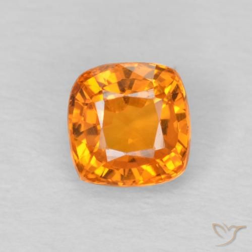 0.64ct Натуральный Ярко-оранжевый Сапфир, Подушка, Чистота VS