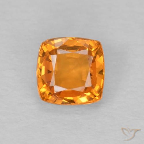 0.62ct Натуральный Ярко-оранжевый Сапфир, Подушка, Чистота VS