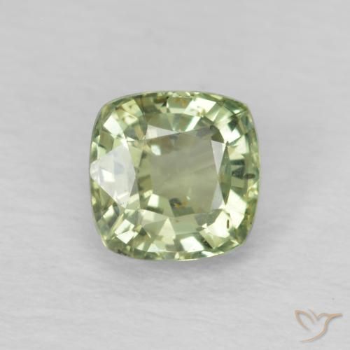 0.60ct Натуральный Очень светло-зеленый Сапфир, Подушка, Чистота VS