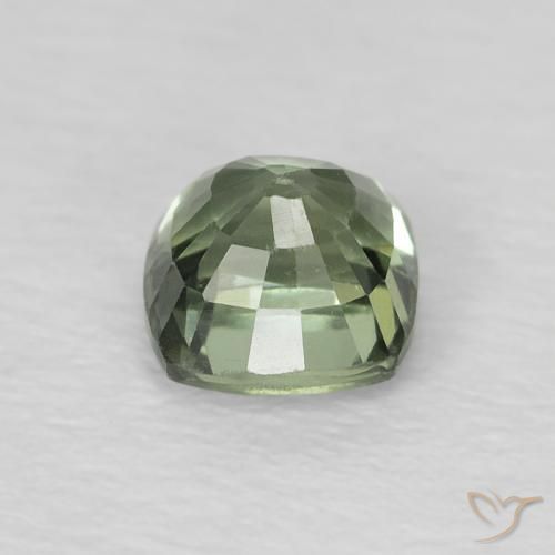0.73 карата, натуральный Medium Light-Green Сапфир, Подушка, Чистота VS