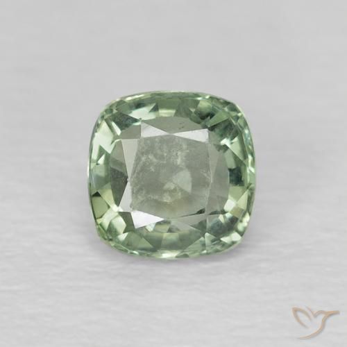 0.65ct Натуральный Светло-зеленый Сапфир, Подушка, Чистота VS
