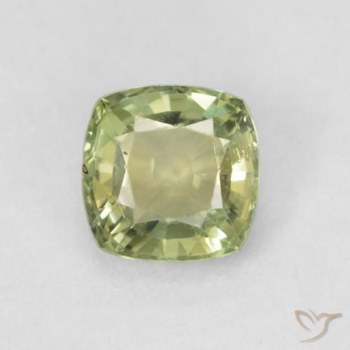 0.58ct Натуральный Желтовато-зеленый Сапфир, Подушка, VVS-VS