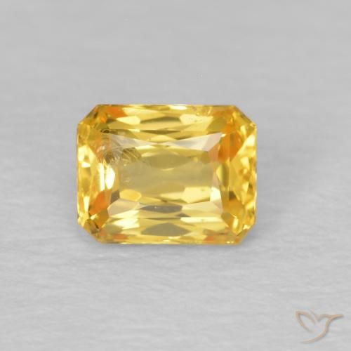 0.58ct Натуральный Золотой Сапфир, Изумрудная огранка, Чистота VS