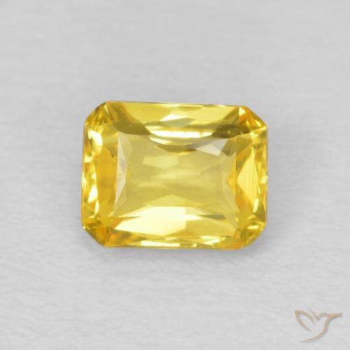 0.60ct Натуральный Средний золотой Сапфир, Изумрудная огранка, Чистота VVS