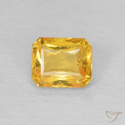 0.49ct Натуральный Среднее золото Сапфир, Изумрудная огранка, Чистота VS