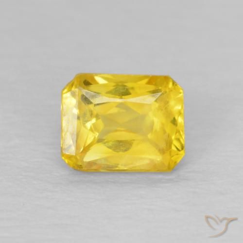 0.56ct Натуральный Средний желтый Сапфир, Изумрудная огранка, Чистота VS