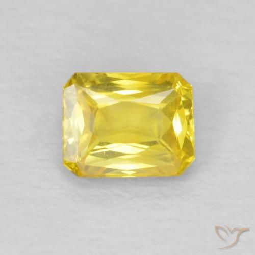 0.53ct Натуральный Средний желтый Сапфир, Изумрудная огранка, Чистота VS