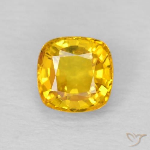 0.57ct Натуральный Яркое золото Сапфир, Подушка, Чистота VVS