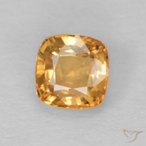0.62ct Натуральный Медово-оранжевый Сапфир, Подушка, Чистота VVS
