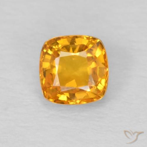 0.49ct Натуральный Ярко-оранжевый Сапфир, Подушка, Чистота VVS