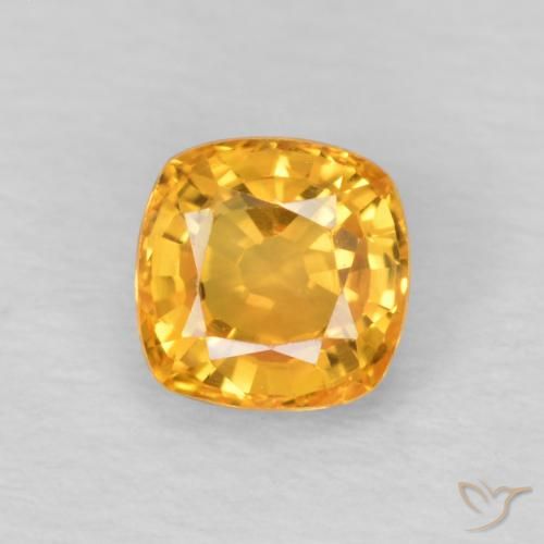 0.57ct Натуральный Оранжево-золотой Сапфир, Подушка, Чистота VVS