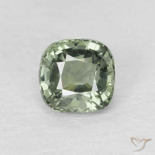 0.64ct Натуральный Medium Light-Green Сапфир, Подушка, VVS-VS