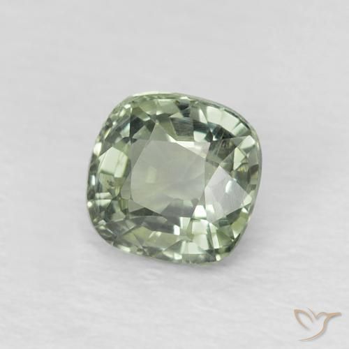 0.64 карата, натуральный Medium Light-Green Сапфир, Подушка, VVS-VS