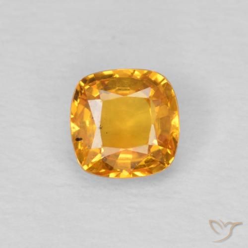 0.41ct Натуральный Оранжево-золотой Сапфир, Подушка, Чистота VS