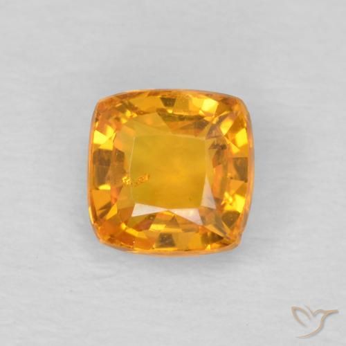 0.60ct Натуральный Оранжево-золотой Сапфир, Подушка, Чистота VS