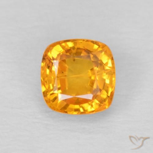 0.62ct Натуральный Оранжево-золотой Сапфир, Подушка, Чистота VS