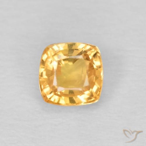 0.49ct Натуральный Светло-оранжево-золотой Сапфир, Подушка, Чистота VS