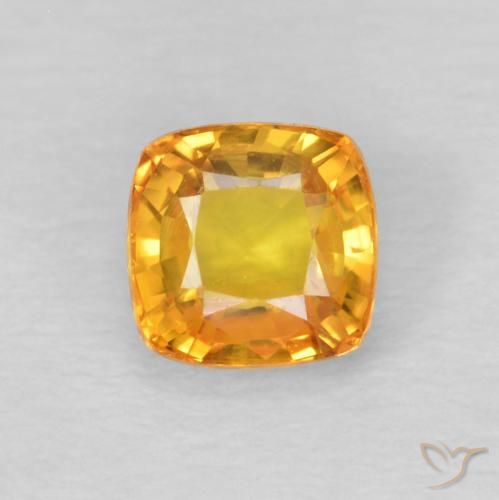 0.68ct Натуральный Оранжево-золотой Сапфир, Подушка, Чистота VS