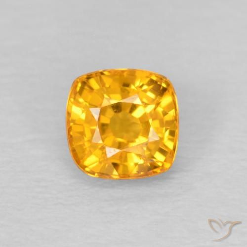 0.53ct Натуральный Оранжево-золотой Сапфир, Подушка, Чистота VS