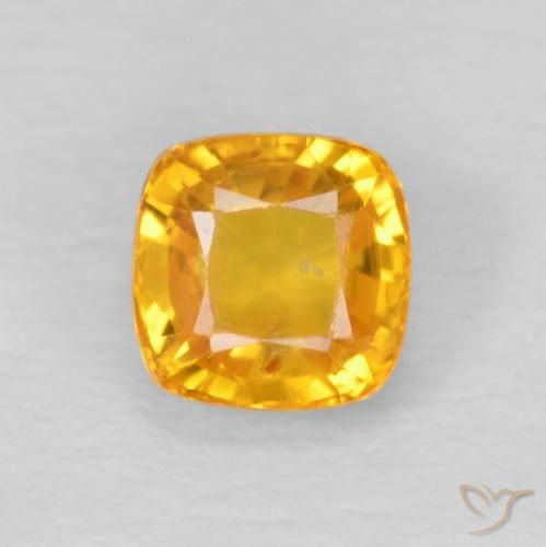 0.77ct Натуральный Средний апельсин Сапфир, Подушка, Чистота VS