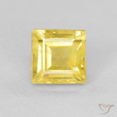 0.60ct Натуральный Средний желтый Сапфир, Квадрат, VVS-VS