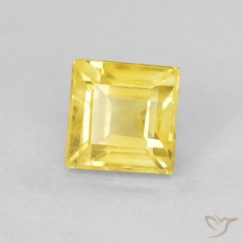 0.60 карата, натуральный Средний желтый Сапфир, Квадрат, VVS-VS