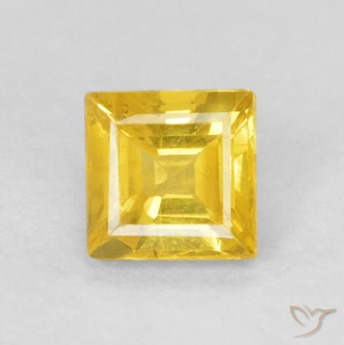 0.59ct Натуральный Медовый желтый Сапфир, Квадрат, Чистота VS