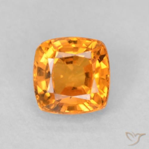 0.55ct Натуральный Ярко-оранжевый Сапфир, Подушка, VVS-VS