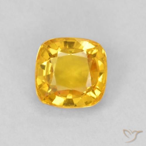 0.62ct Натуральный Яркое золото Сапфир, Подушка, Чистота VVS