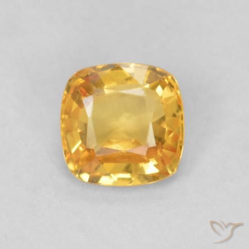 0.54ct Натуральный Оранжево-золотой Сапфир, Подушка, Чистота VVS