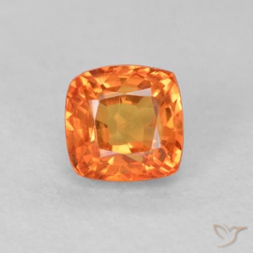 0.64ct Натуральный Ярко-оранжевый Сапфир, Подушка, Чистота VVS