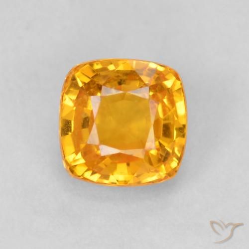 0.76ct Натуральный Оранжево-золотой Сапфир, Подушка, Чистота VVS