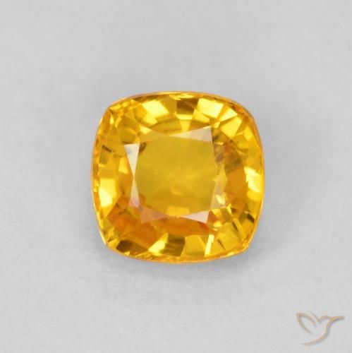 0.63ct Натуральный Средний золотой Сапфир, Подушка, Чистота VVS